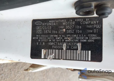 2014 Hyundai Accent Gls z USA, uszkodzony, nr VIN KMHCT4AE8EU633587